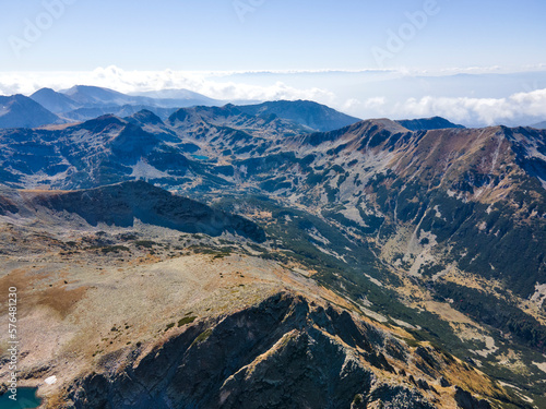 Aerial view Around Polezhan peak  Pirin Mountain  Bulgaria