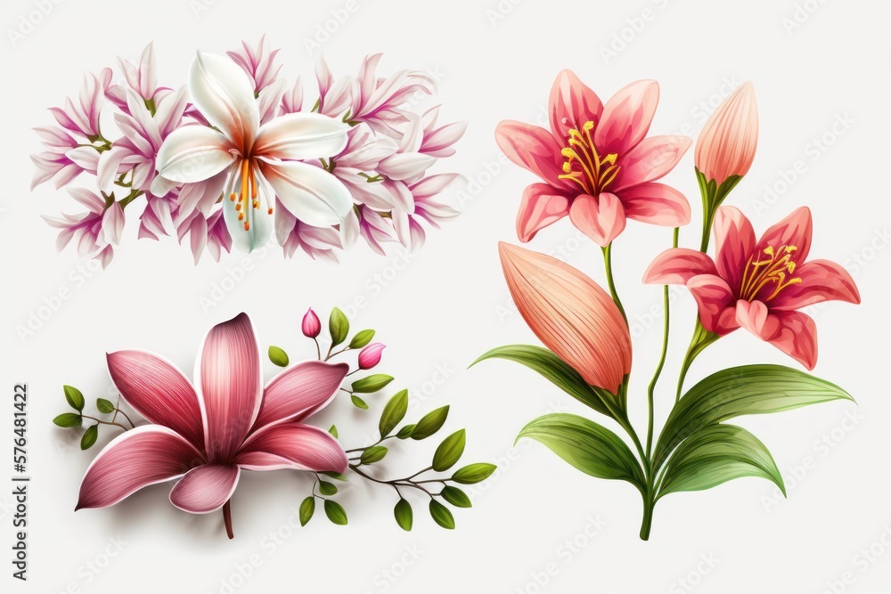 Flower accents. Isolated on white background. Flower accents. Isolated on white background.