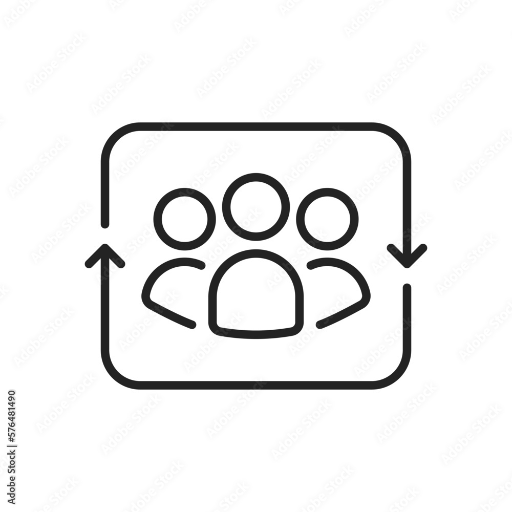 black thin line employee retention with staff icon black thin line employee retention with staff icon