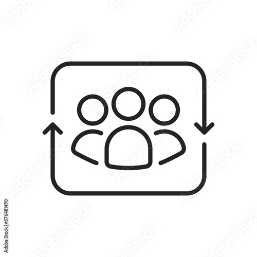 black thin line employee retention with staff icon