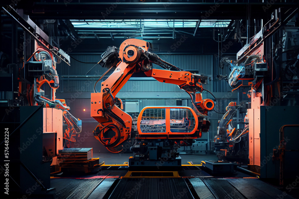 automotive industry with assembly line conveyors.generative ai automotive industry with assembly line conveyors.generative ai