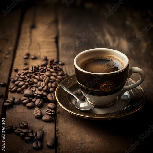Espresso coffee at Cafe. Generative AI