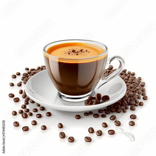 Esspreso Coffee Isolated White. Generative AI