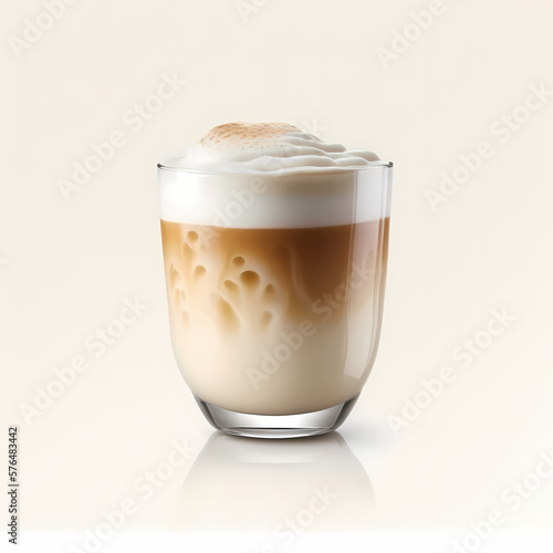 Coffee Late Creamy Isolated White, Latte Machiatto. Generative AI