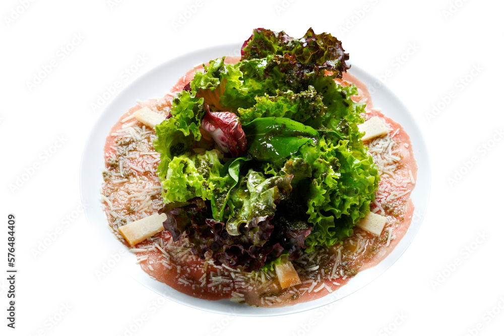 Carpaccio with lettuce salad