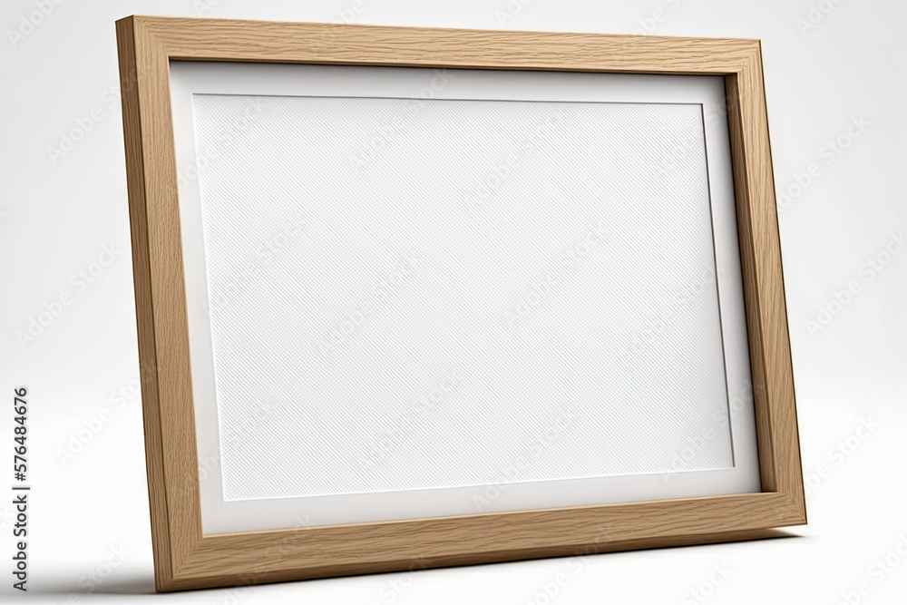 Horizontal Blank Picture Frame Mockup with Oak Wood Frame Horizontal Blank Picture Frame Mockup with Oak Wood Frame