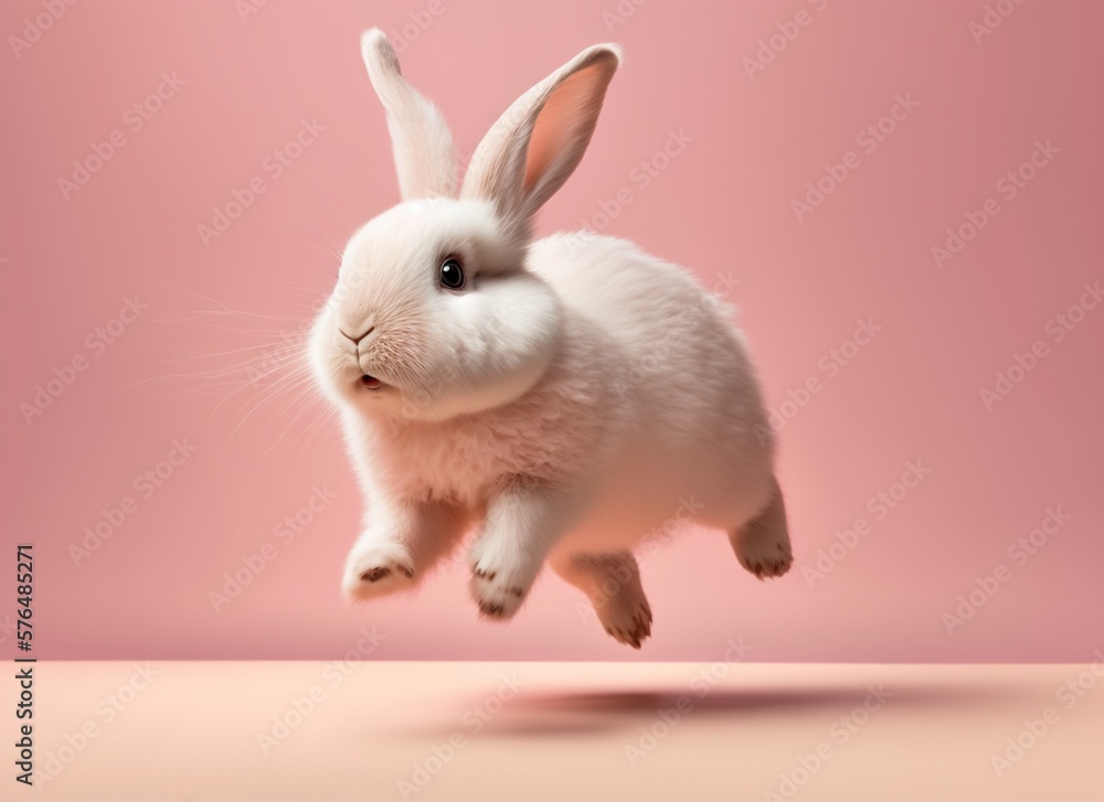 Obraz premium rabbit on the pink background IA