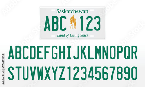 Saskatchewan License Plate Mockup Template with Letters and Numbers