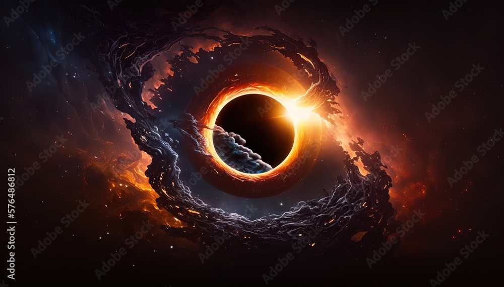 Fototapeta premium super realistic futuristic black hole, destroyed planet wallpaper background created with generative ai technology