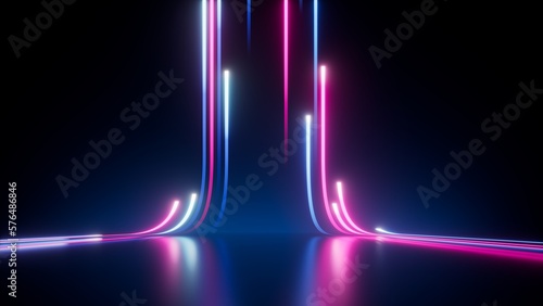 Fotografiet 3d rendering, abstract neon background