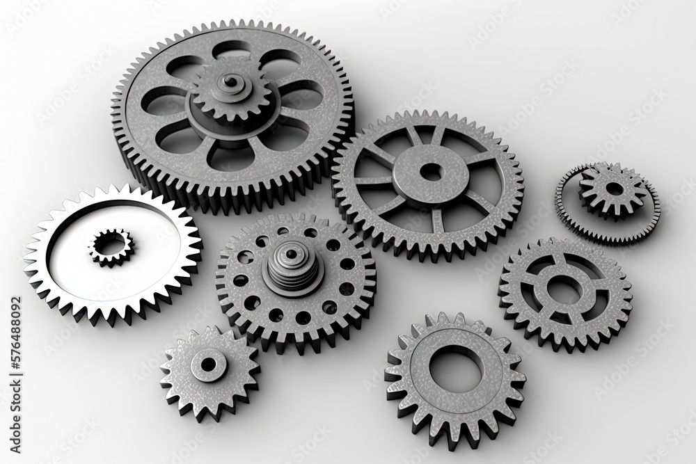 White background with gears, ideas and creativity concept. generative AI White background with gears, ideas and creativity concept. generative AI