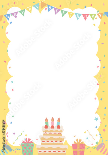 誕生日カード_イエロー_happy birthday