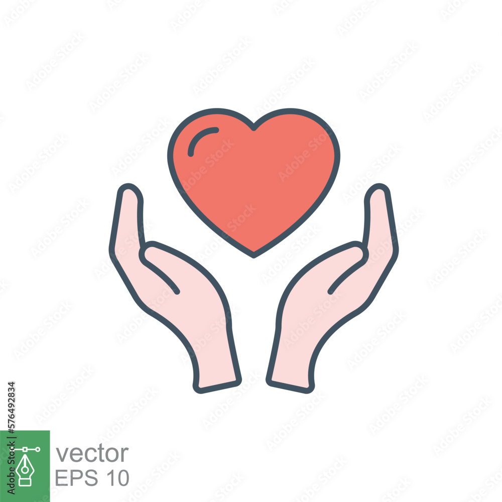 Hand heart flat icon. Simple filled outline style. Wellbeing, health care, support, life, save, love, give, charity concept. Vector illustration isolated on white background. EPS 10. Hand heart flat icon. Simple filled outline style. Wellbeing, health care, support, life, save, love, give, charity concept. Vector illustration isolated on white background. EPS 10.