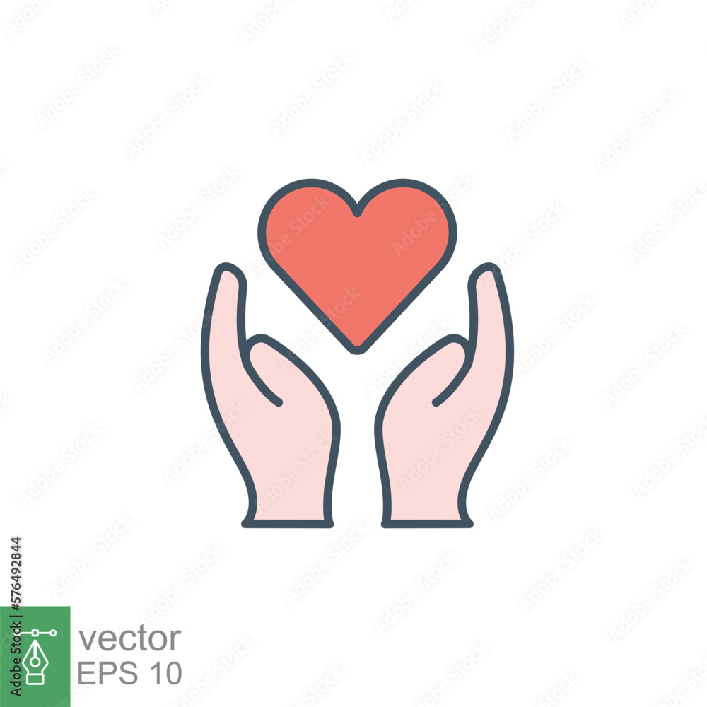 Hand heart flat icon. Simple filled outline style. Wellbeing, health care, support, life, save, love, give, charity concept. Vector illustration isolated on white background. EPS 10. Hand heart flat icon. Simple filled outline style. Wellbeing, health care, support, life, save, love, give, charity concept. Vector illustration isolated on white background. EPS 10.