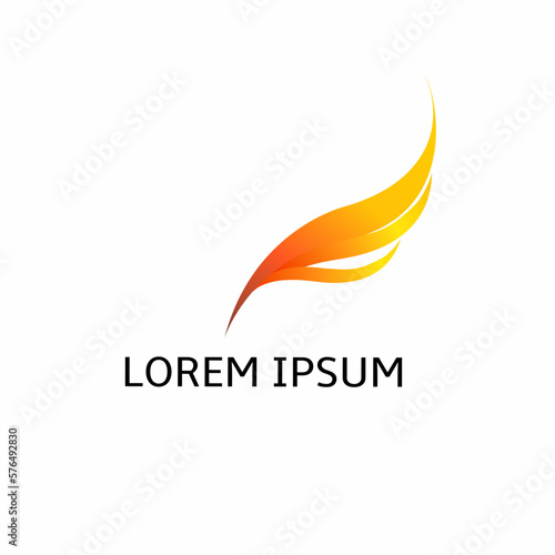 Logo icon company trendy vector yellow orange wings feather gradation color isolated white background suitable for your business  organization  product