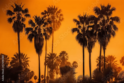 Palm trees at sunset © ajohnclark