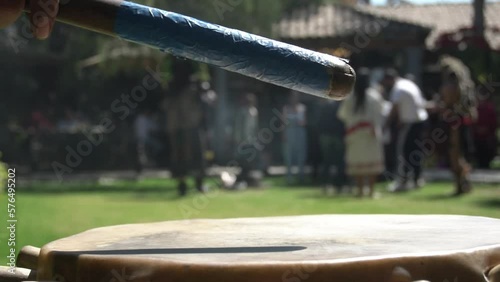 prehispanic drum in slow motion photo