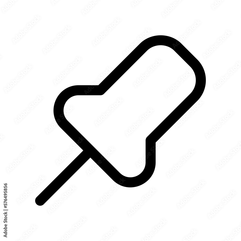 Editable vector push pin icon. Black, line style, transparent white background. Part of a big icon set family. Perfect for web and app interfaces, presentations, infographics, etc Editable vector push pin icon. Black, line style, transparent white background. Part of a big icon set family. Perfect for web and app interfaces, presentations, infographics, etc