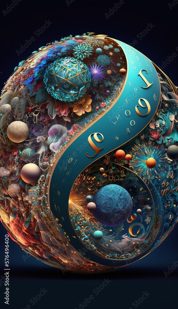 Obraz premium 3D Mathematical Representation of The Universe. AI generative.