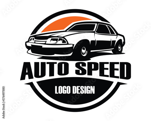 1990s mustang car logo silhouette. old muscle car vector. isolated white background view from side. Best for badge, emblem, icon, sticker design, car industry. available in eps 10.