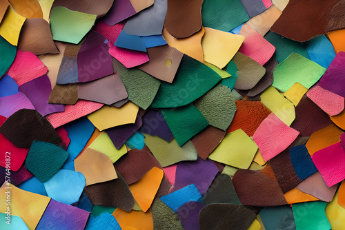 Small pieces of leather, multicolor created with Generative AI Technology
