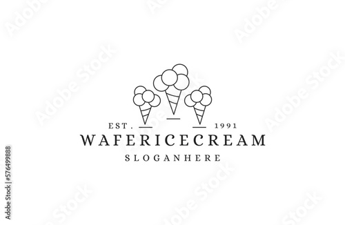 Wafer ice cream cone logo modern sophisticated ice cream shop logo