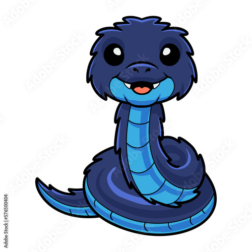 Cute blue spiny bush viper cartoon photo