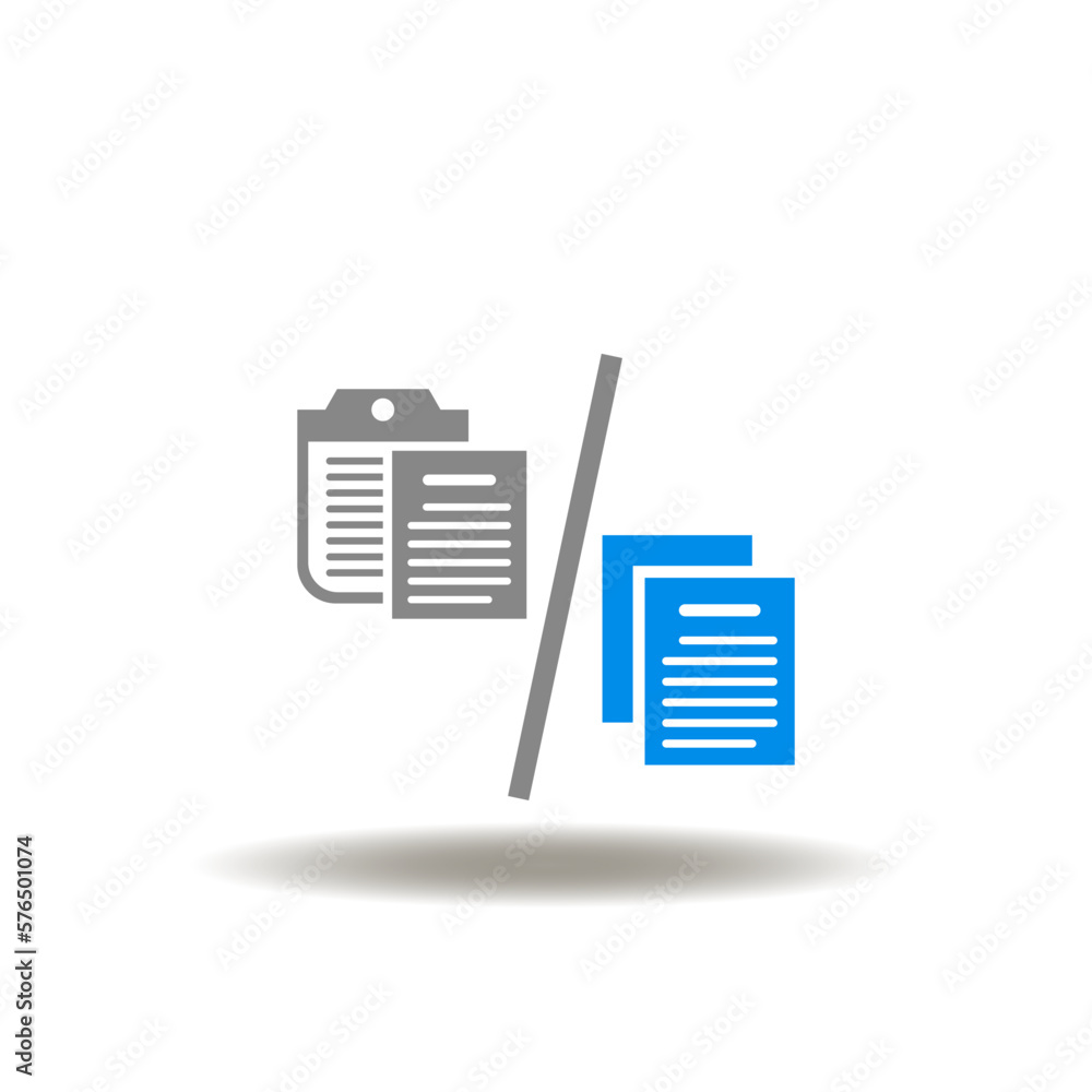 Vector illustration of clipboard and file sheets with slash. Icon of copy and paste electronic operations. Symbol of copy paste data. Vector illustration of clipboard and file sheets with slash. Icon of copy and paste electronic operations. Symbol of copy paste data.