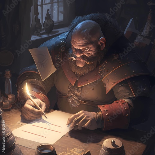 Fantasy dwarf writer created by generative ai