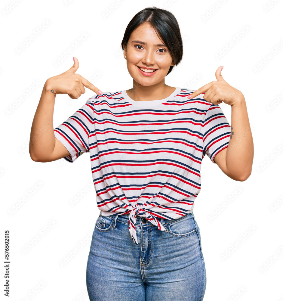Beautiful young woman with short hair wearing casual clothes looking confident with smile on face, pointing oneself with fingers proud and happy. Beautiful young woman with short hair wearing casual clothes looking confident with smile on face, pointing oneself with fingers proud and happy.