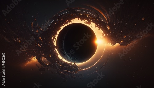 super realistic sciensfiction black hole wallpaper background created with generative ai technology
