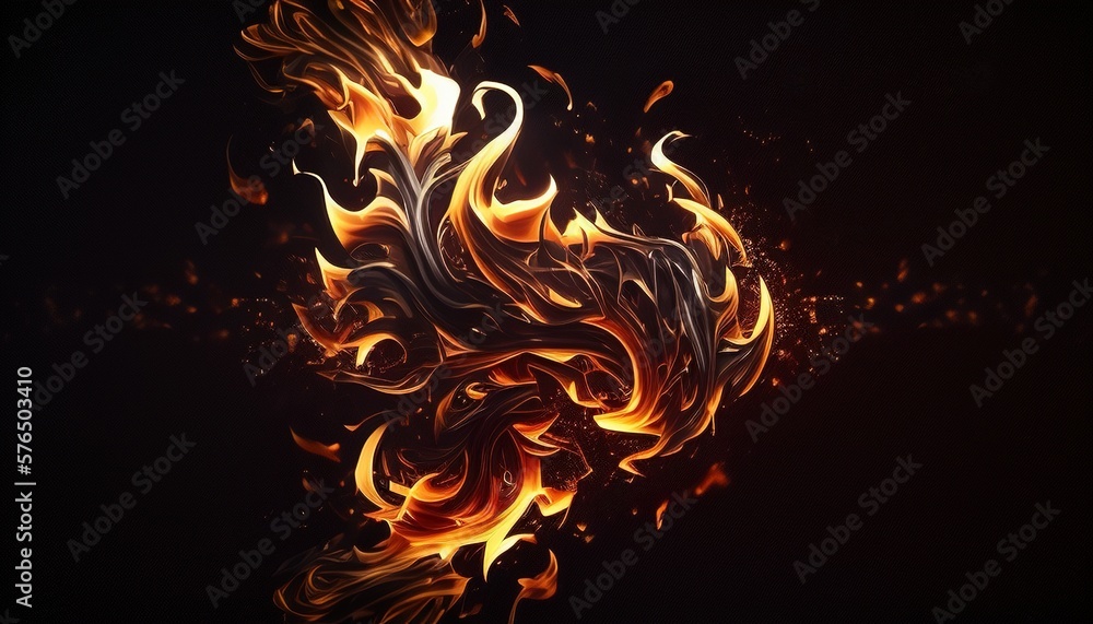 Fiery blaze ignites the darkness Illustration of fire Fiery blaze ignites the darkness Illustration of fire