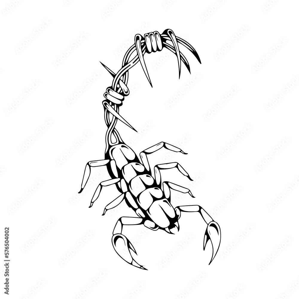 vector illustration of a scorpion with barbed wire concept vector illustration of a scorpion with barbed wire concept