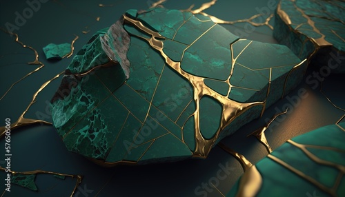 jade texture with luminous kintsugi enhancements background wallpaper created with generative ai technology
