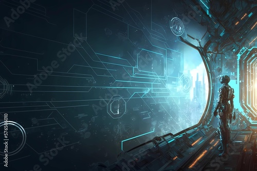 Futuristic technology cyberspace created by generative ai