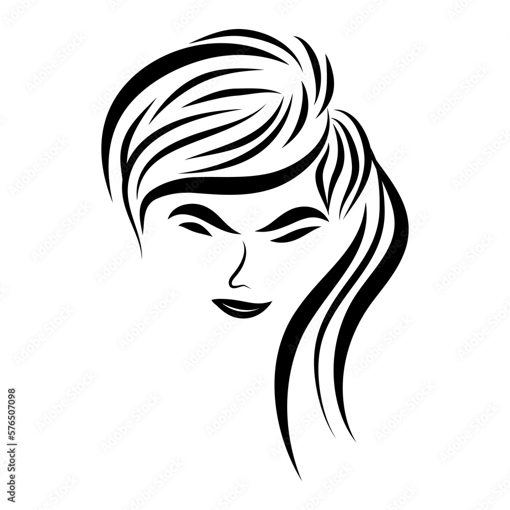 women short hair style icon, logo women face on white background, vector.eps