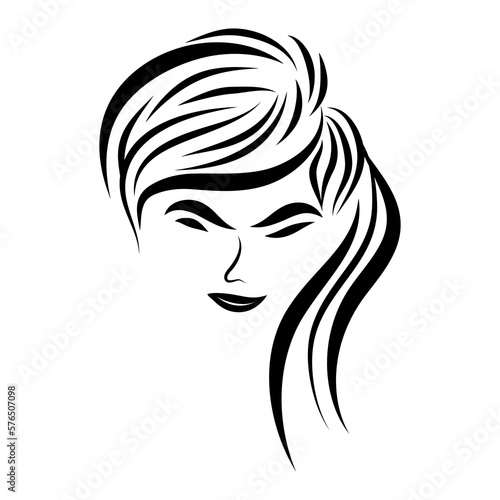 women short hair style icon  logo women face on white background  vector.eps