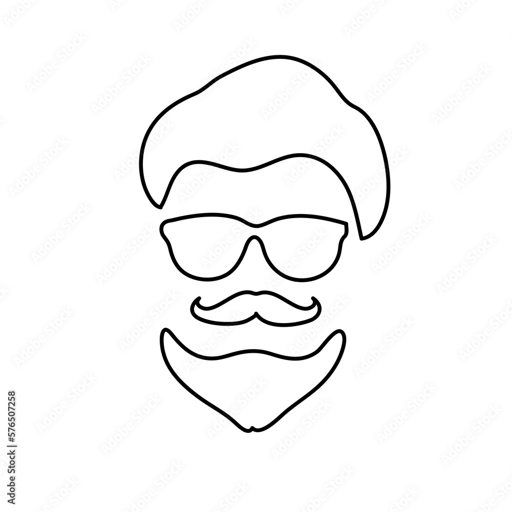 Cool hipster face vector illustration isolated on white background Cool hipster face vector illustration isolated on white background