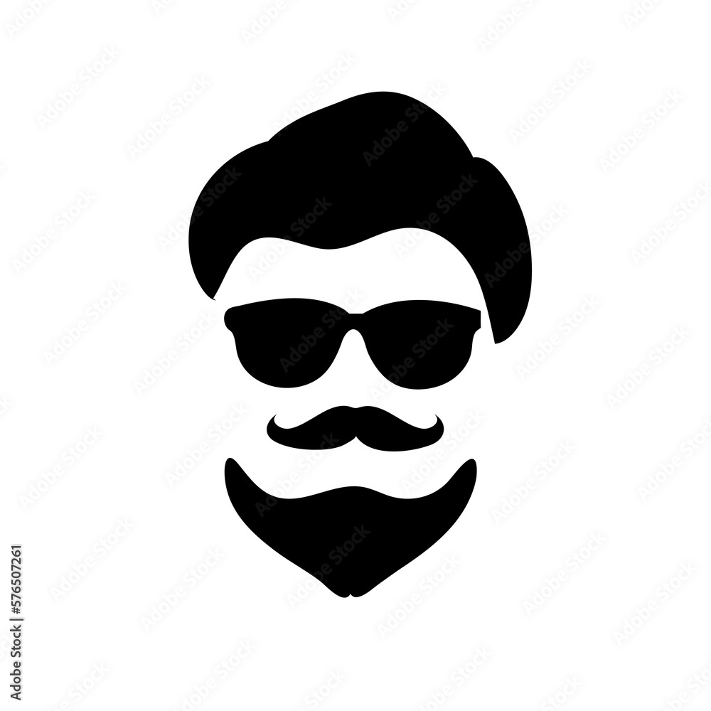 Cool hipster face vector illustration isolated on white background.eps