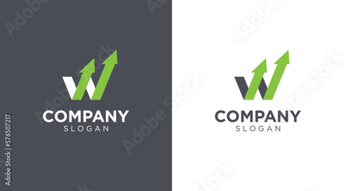Letter W arrow trading, finance logo