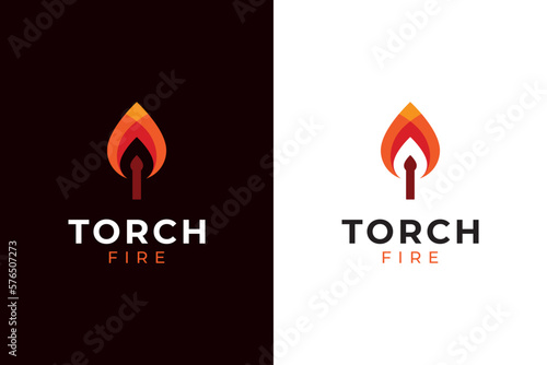 torch or matchstick fire logo design