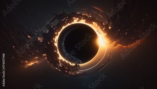 super realistic sciensfiction black hole wormhole wallpaper background created with generative ai technology