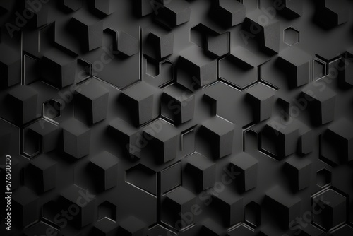 Black abstract background. Black geometric pattern design. Generative AI.