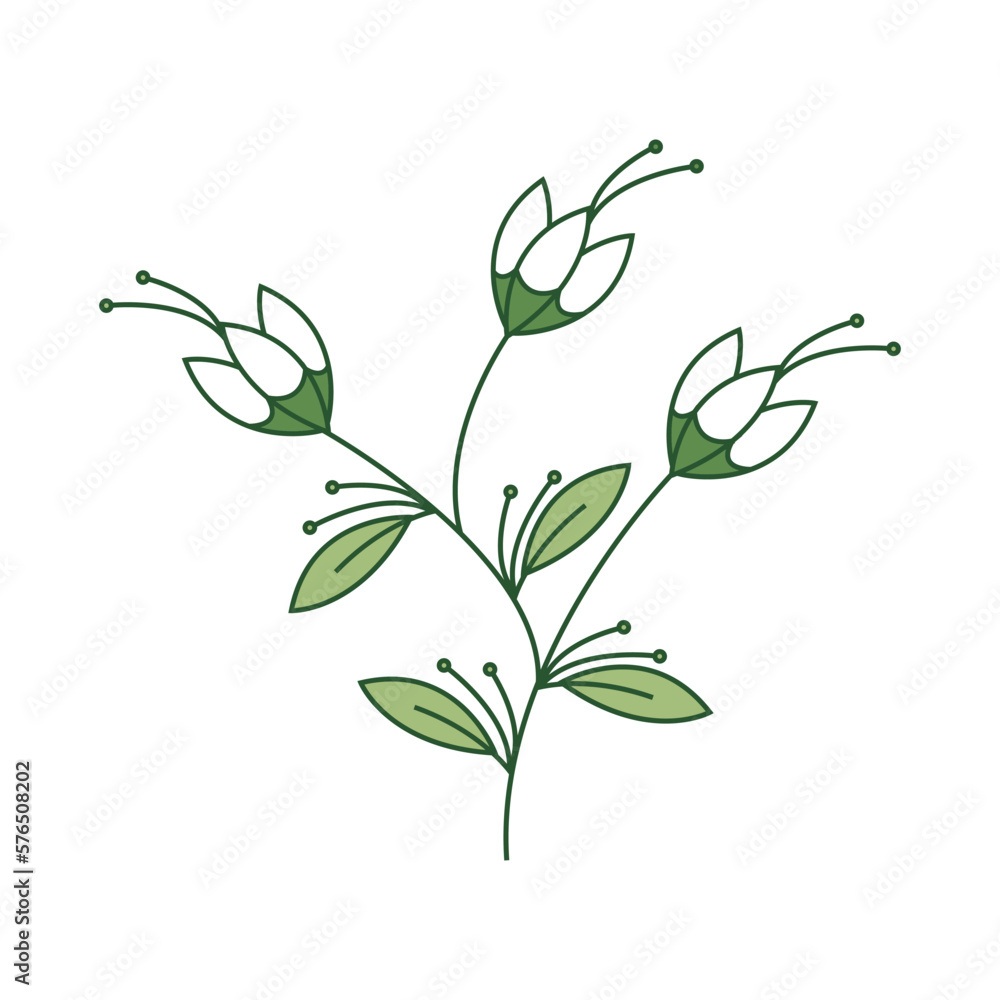 Fototapeta premium Minimal Floral Elements with Filled Outline Style