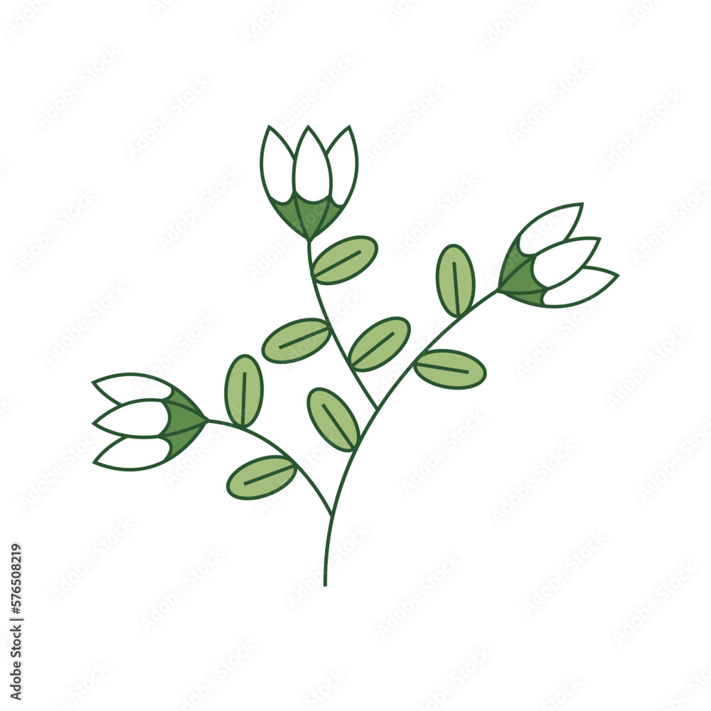 Minimal Floral Elements with Filled Outline Style Minimal Floral Elements with Filled Outline Style