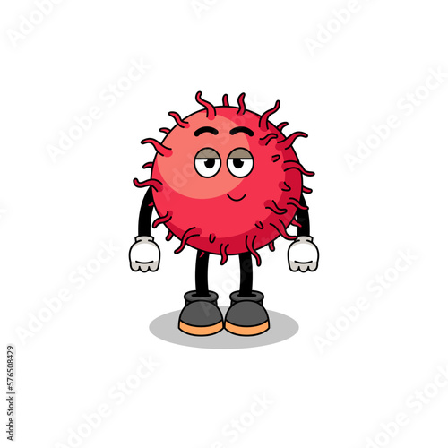 rambutan fruit cartoon couple with shy pose
