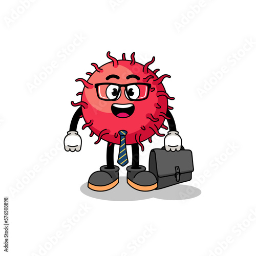 rambutan fruit mascot as a businessman