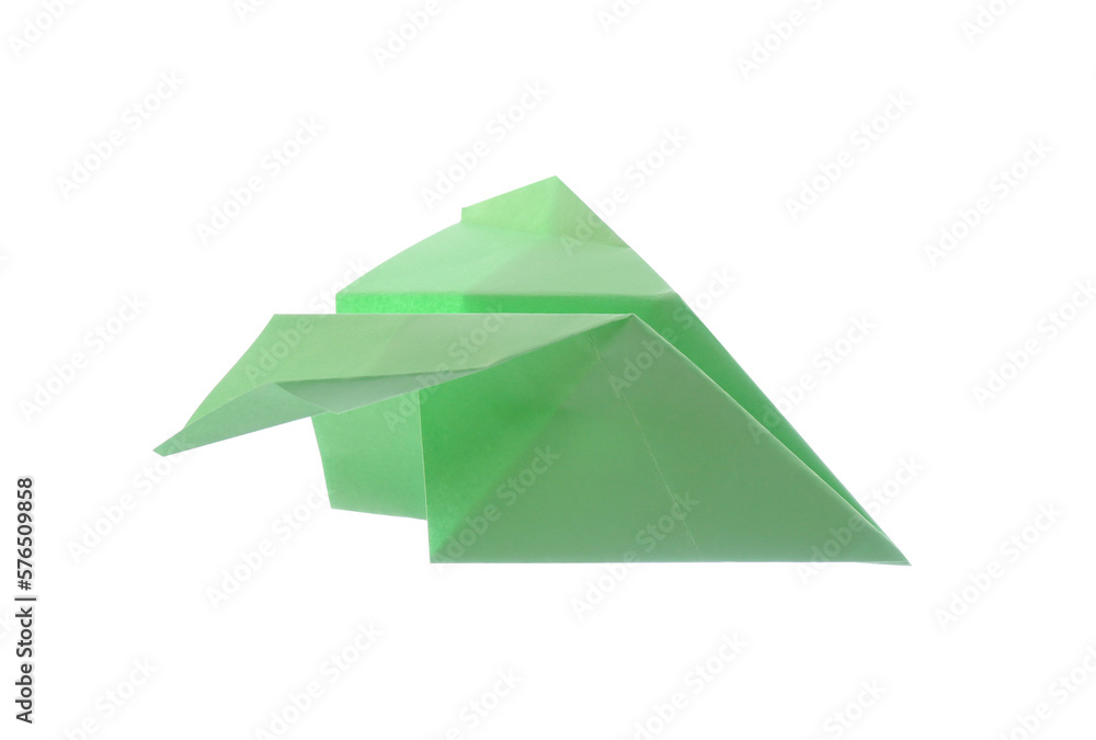 Handmade light green paper plane isolated on white Handmade light green paper plane isolated on white