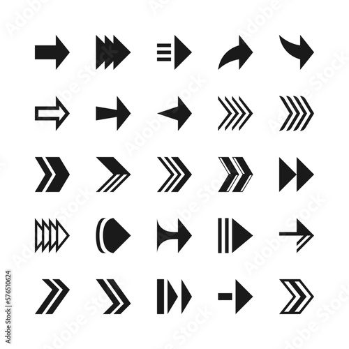Collection of symbol arrow icon set black color on white background