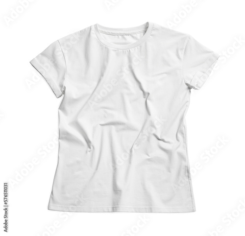 Stylish t-shirt on white background, top view © New Africa